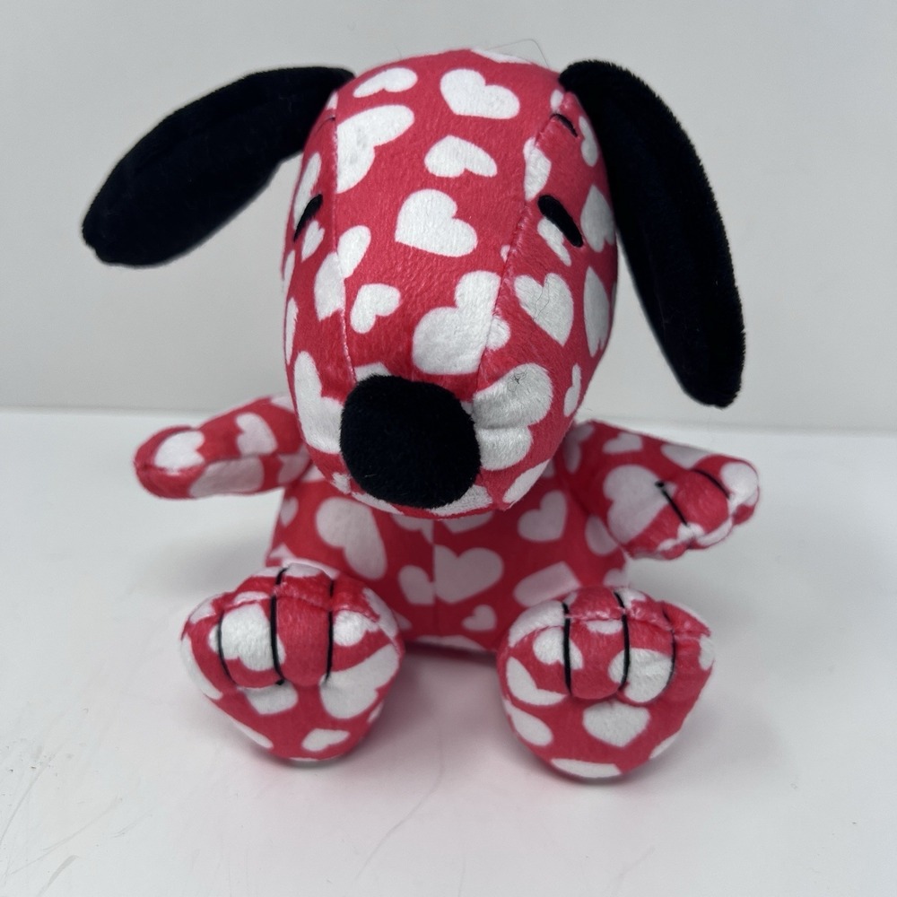 Hallmark Peanuts Snoopy Red w/ White Hearts Print Puppy Dog 6" Plush